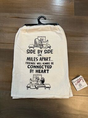 Primitives by Kathy Cream and Black 'Side by Side' Friends Tea Towel